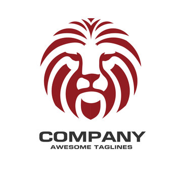 Lion head red color logo vector, lion king head sign concept, Lions head logo, lion face graphic illustration, Design element