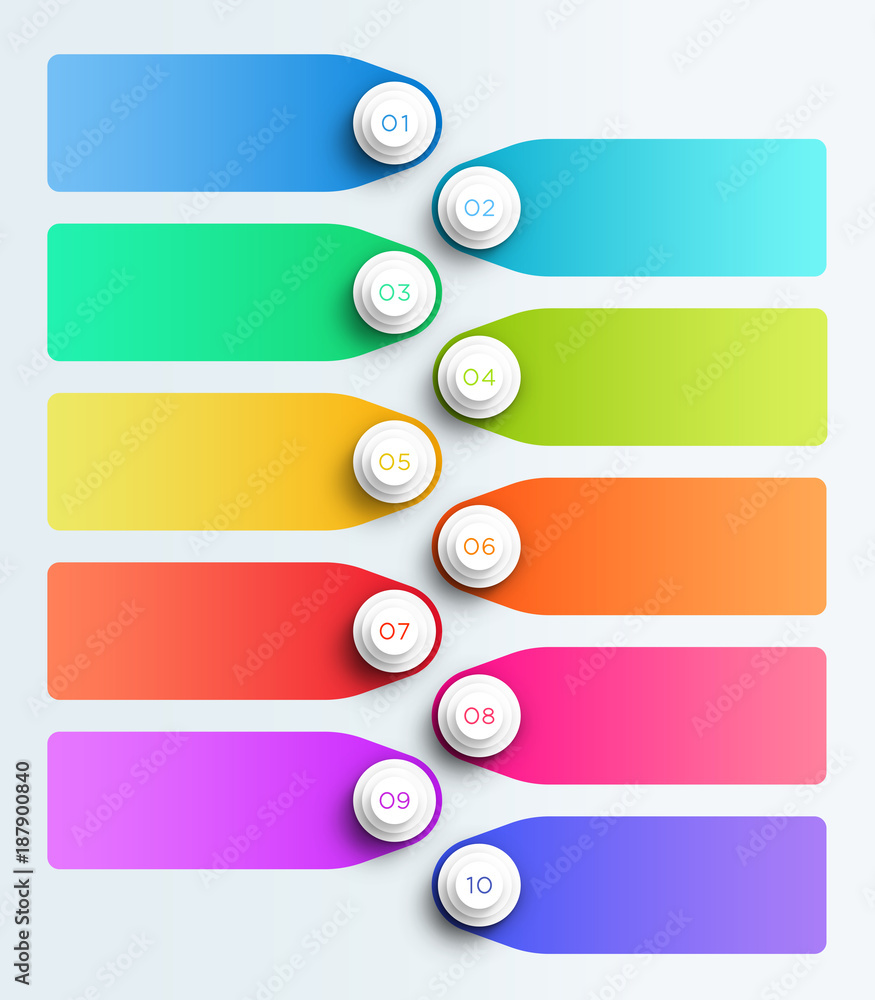 Poster number bullet points 1 to 10 stacked with text boxes