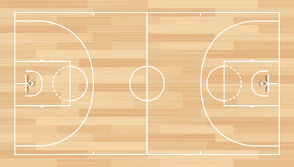 Realistic Vector Basketball Court. Basketball court on top.