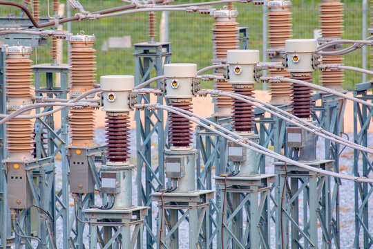 High Voltage electric substation with transformers