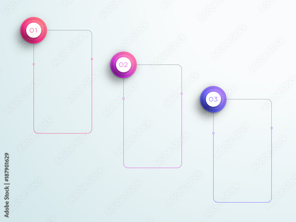 Poster vector gradient text box outlines with numbers 1, 2, 3