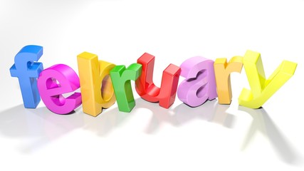 february colorful 3D write - 3D rendering