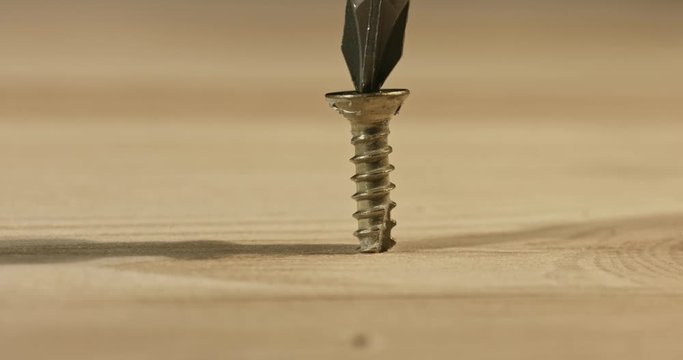 Macro shoot of a screw being drilled