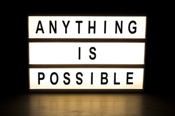 Anything is possible light box sign board