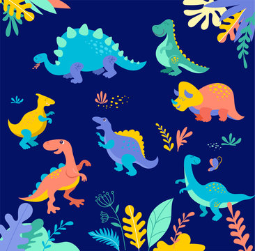 Dinosaurs collection, cute illustrations of prehistoric animals © Marina Zlochin