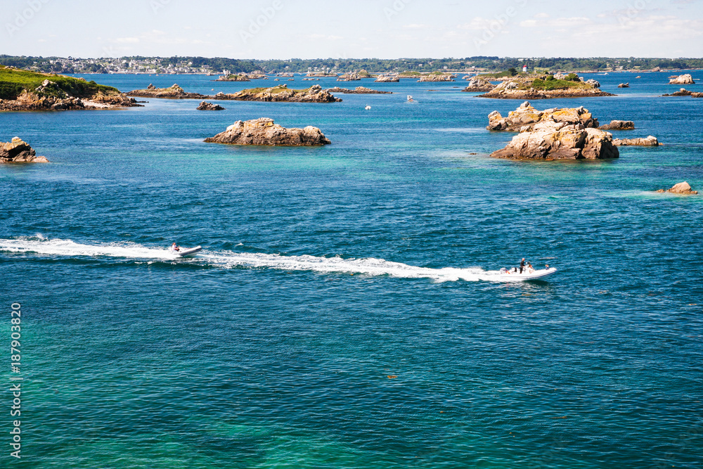 Canvas Prints view of boats near coast of ile-de-brehat island