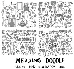 Set of Wedding Hand drawn doodle Sketch line vector scribble eps10