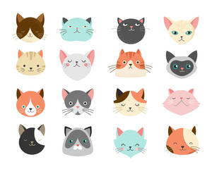 Fototapeta premium Collection of cats illustrations