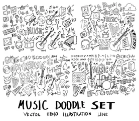 Poster Set of Music Hand drawn doodle Sketch line vector scribble eps10 © veekicl
