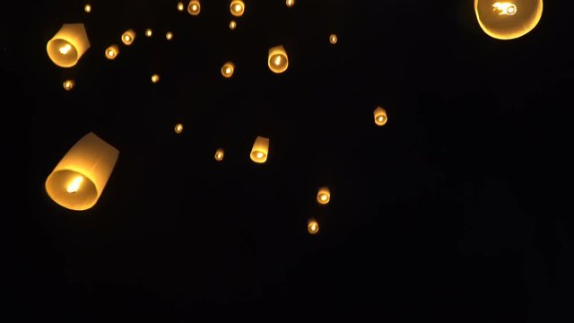 Floating New Year asian lanterns in Chiang Mai ,Thailand.