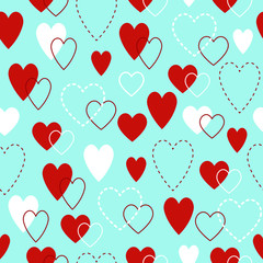 Fototapeta na wymiar Irregular cute hearts seamless vector pattern.