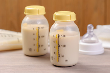 Bottle of mother breast milk