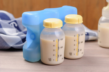 Bottle of mother breast milk