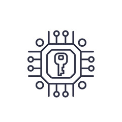 Fototapeta premium Encryption, cryptography vector linear icon