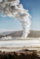 The area near Swansea and Neath in South wales, UK, called Baglan Bay, showing a combination of steam and natural fog
