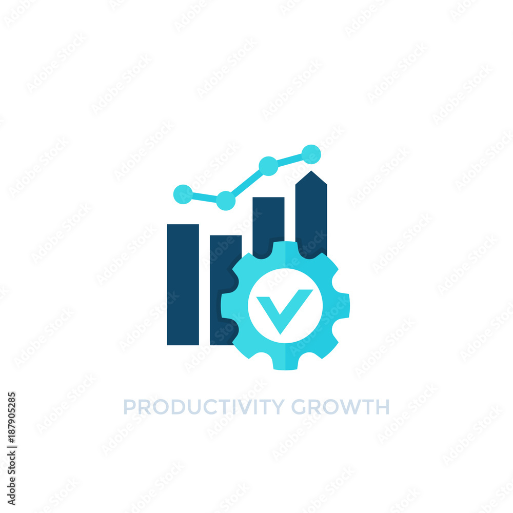 Sticker productivity growth vector icon