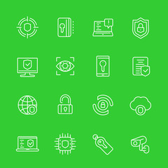 Security and protection line icons set, secure browsing, data protection, cybersecurity, privacy, online safety