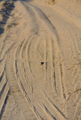 Fototapeta na wymiar sandy road with traces of tires