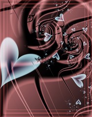 Postcard for Valentine's day.Digital fractal design 3D.