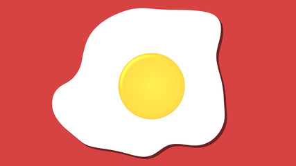 fried egg icon, cartoon food graphic pink