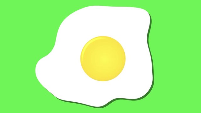 fried egg icon, cartoon food animation green