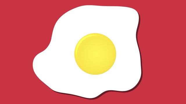fried egg icon, cartoon food animation red