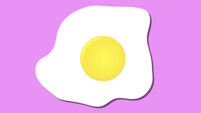 fried egg icon, cartoon food animation pink