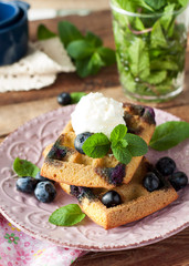 Homemade waffles with berries