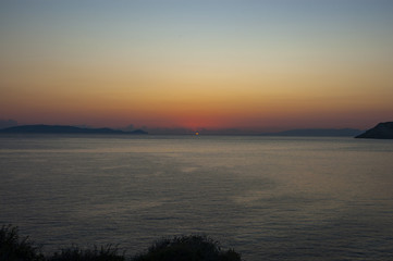 Fototapeta na wymiar Agia Pelagia beach and sea view, sunrise, Crete, Greece