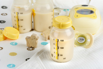 Bottle of mother breast milk