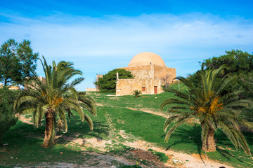 The venetian fortress of Fortezza on the hill at the old town of Rethimno, Crete, Greece.