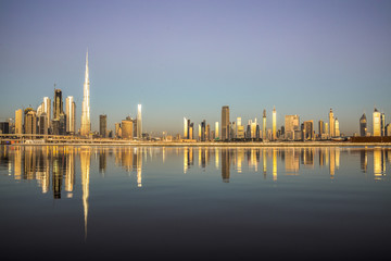 Dubai skyline at sunrise