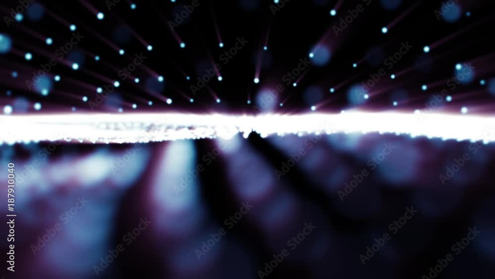 Poster abstract cg blue and violet dots wave form polygonal space. 3d rendering.