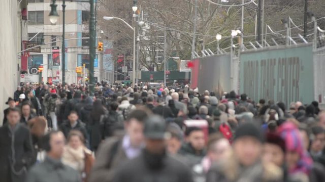 New York City,USA - November 2014: 4K Video of people walking in downtown Manhattan
