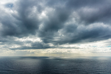 Dark clouds over atlantic ocean.