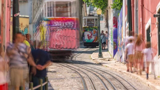 Lisbon Portugal classic tram summer cable car