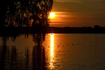 sunset on the lake