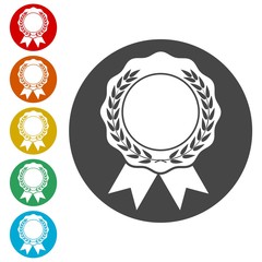 Badge with ribbons icon, Award ribbon 