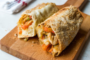 Turkish Avci Boregi / Hunter Pastry Fried Rolls with Chicken and Vegetables
