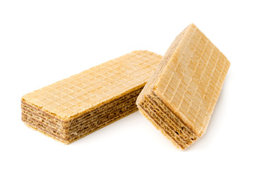 Delicious waffles on a white background.
