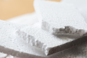 White polystyrene foam, material for packaging or craft applications