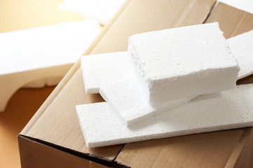 White polystyrene foam, material for packaging or craft applications