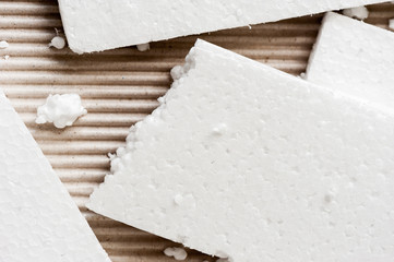 White polystyrene foam, material for packaging or craft applications