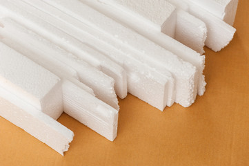White polystyrene foam, material for packaging or craft applications