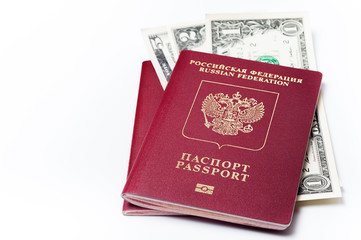паспорт с деньгами, на белом фоне