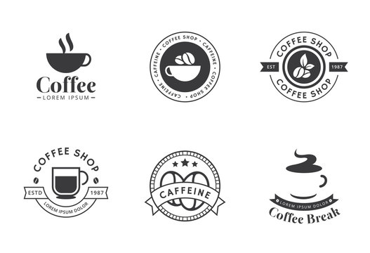 Coffee logotype. Set of Coffee logo and label in black color. Set of vector coffee elements and coffee illustration can be used as logo or icon in premium quality. Vector illustration