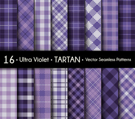 Set Ultra Violet Tartan Seamless Pattern