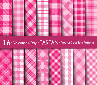 Valentine's Day Tartan Seamless Pattern Background.