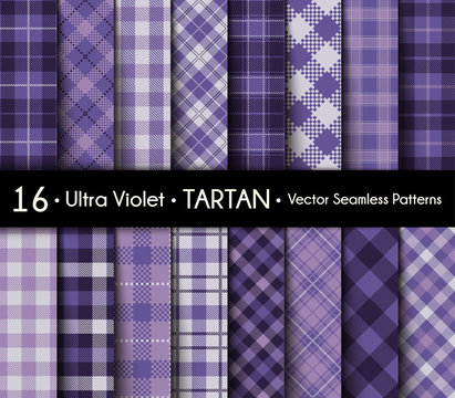 Set Ultra Violet Tartan Seamless Pattern