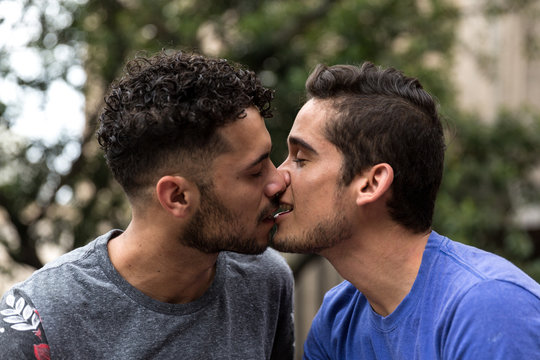 Brazilian Gay Couple Kissing